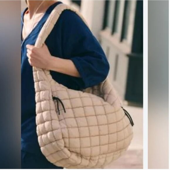 Free People NWT Pucker Up Fleece Carryall Slouchy Relaxed style large bag - Picture 2 of 5